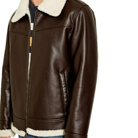 NEW GUESS Finn Faux-Shearling Aviator Jacket SZ S - Picture 3 of 5